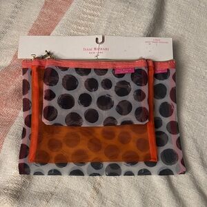 Isaac Mizrahi Orange and Polka Dot Pouch Trio